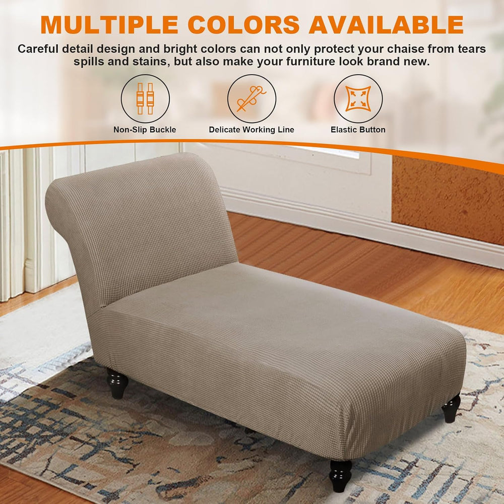 Armless Lounge Chaise Slipcover, Stretch Chase Chair Covers for Living Room C...
