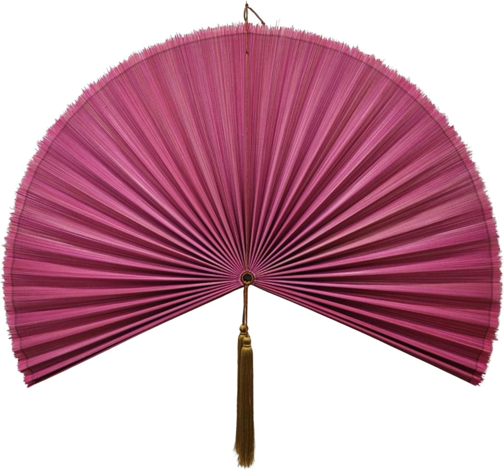 SUCHUBU Pink Bamboo Wall Fan Decor 47 Inch, Large Japanese Fan Wall Art for A...