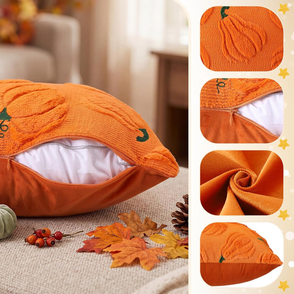 4 Pcs Fall Throw Pillow Covers 18 x 18 Inch Thanksgiving Autumn Home Decor
