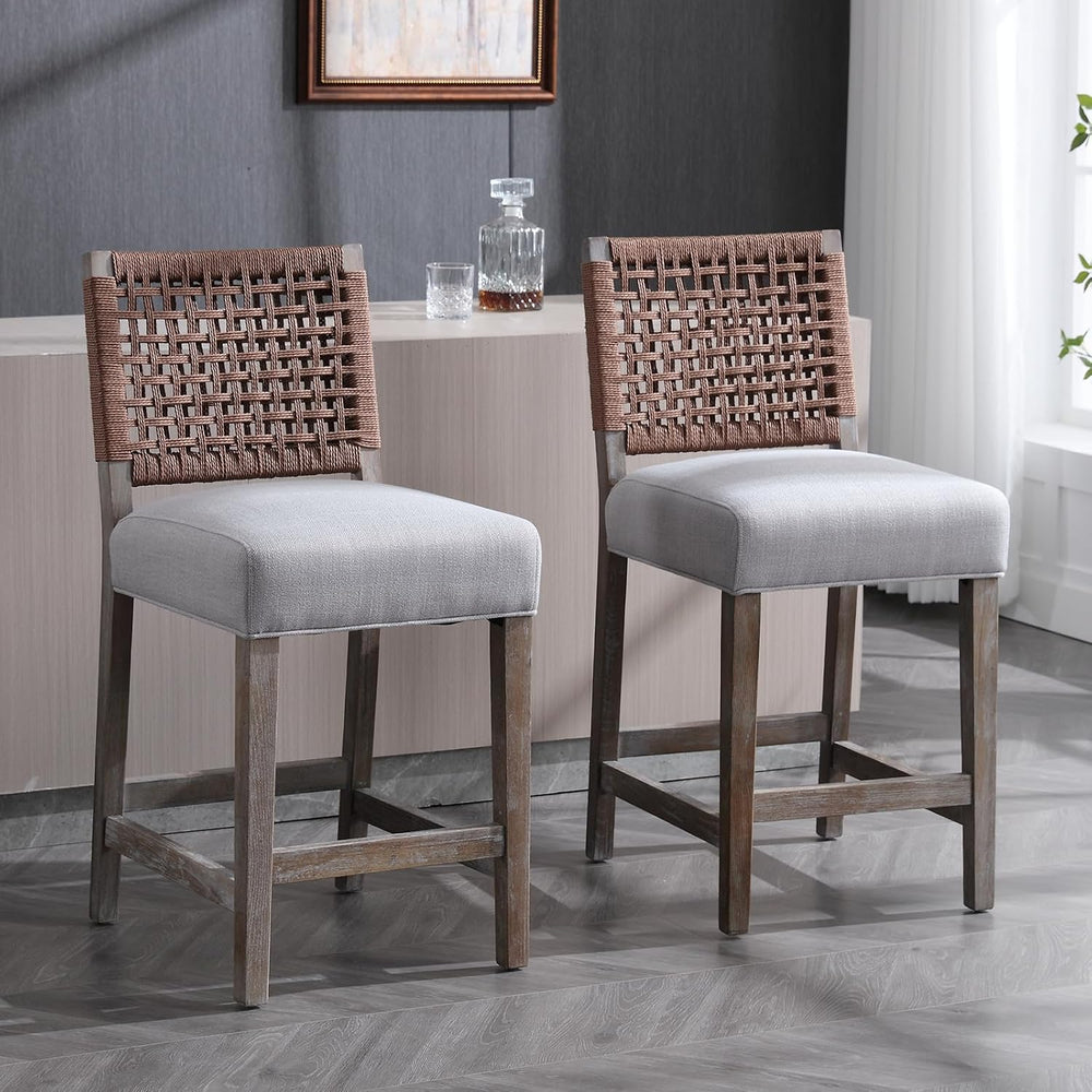 Kmax 27" Counter Height Bar Stools Set of 4, Farmhouse Wood Barstools wi...