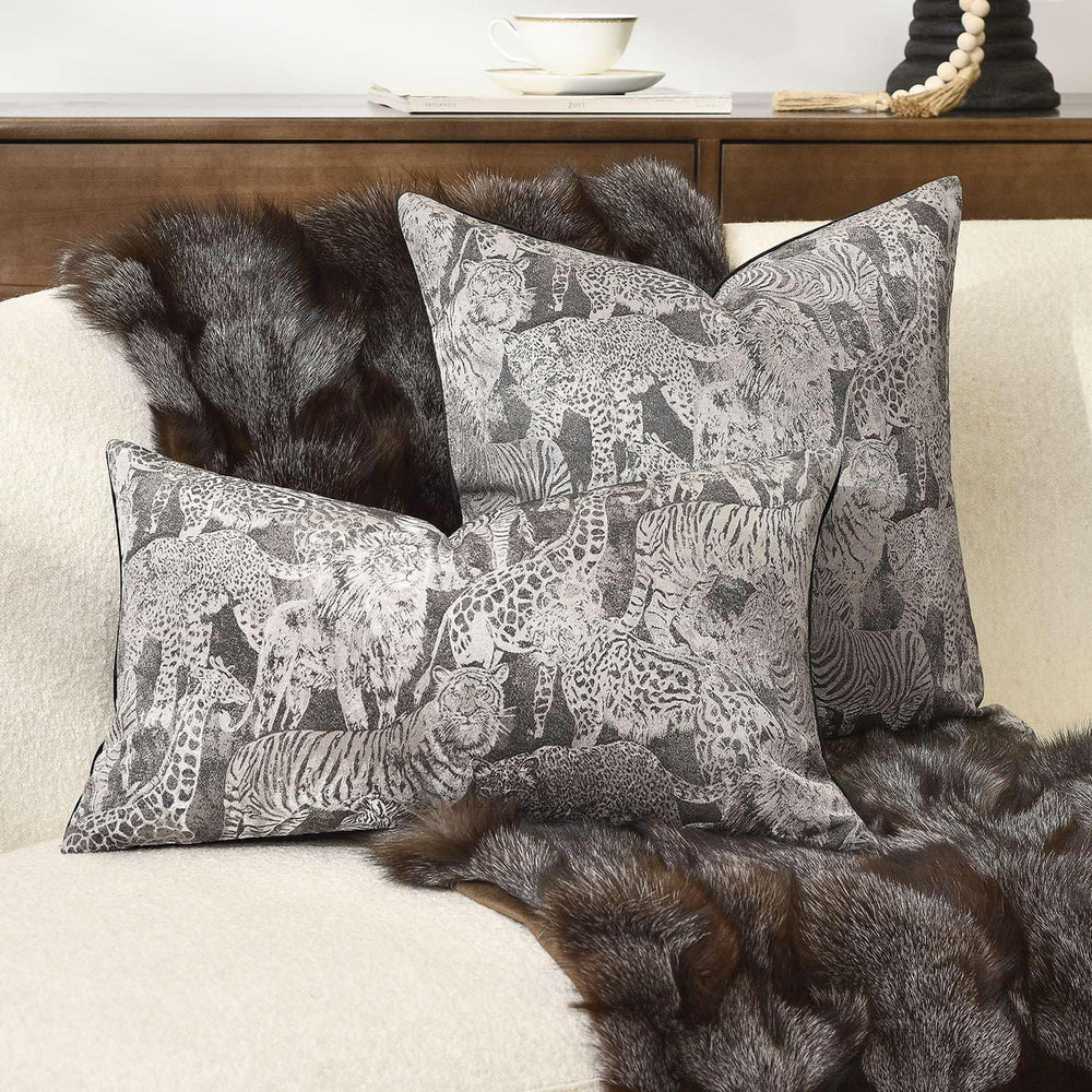 Wildlife Safari Throw Pillow Cover 12x20 inch, Animal Jacquard Cushion Cover,...