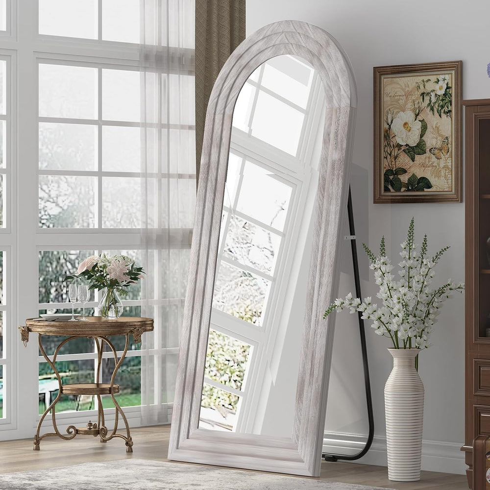 ZHUNFA Arched Full Length Mirror with Solid Wood Frame