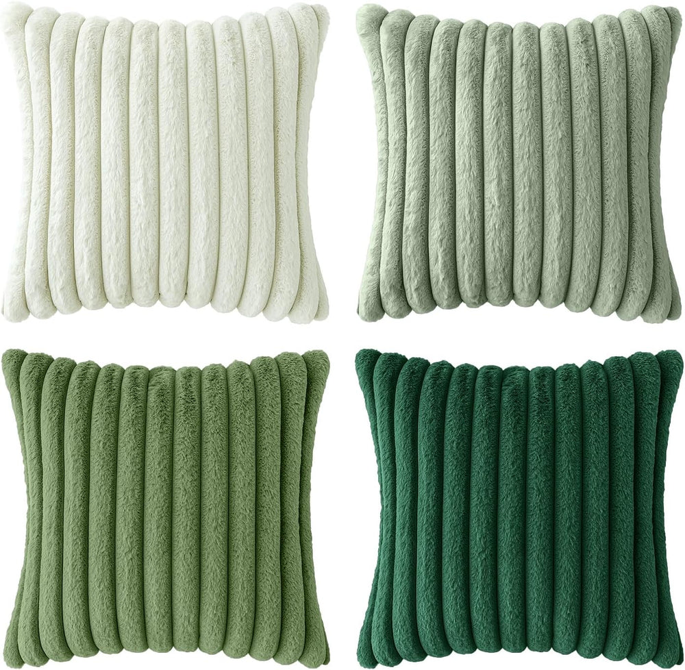 MIULEE Faux Fur Plush Decorative Throw Pillow Covers 20x20, Green
