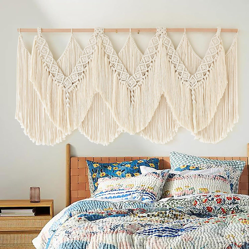 Macrame Wall Hanging Wedding Hanger Tassel Knotting Boho Decor 47"W*25&q...