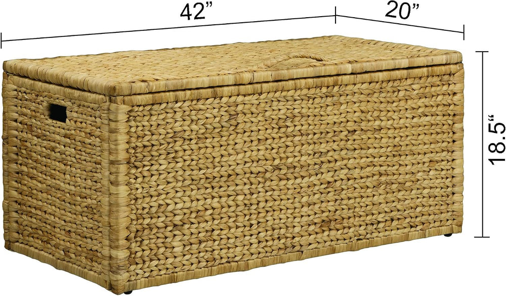 eHemco Water Hyacinth Bedding Storage Trunk, Natural, 42x20x18.5