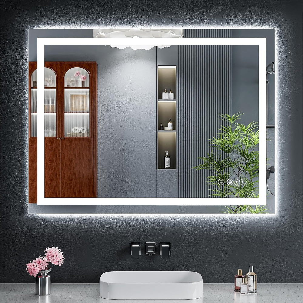 40"x30" LED Bathroom Mirror with Lights, Backlit+Frontlit, Anti-Fog