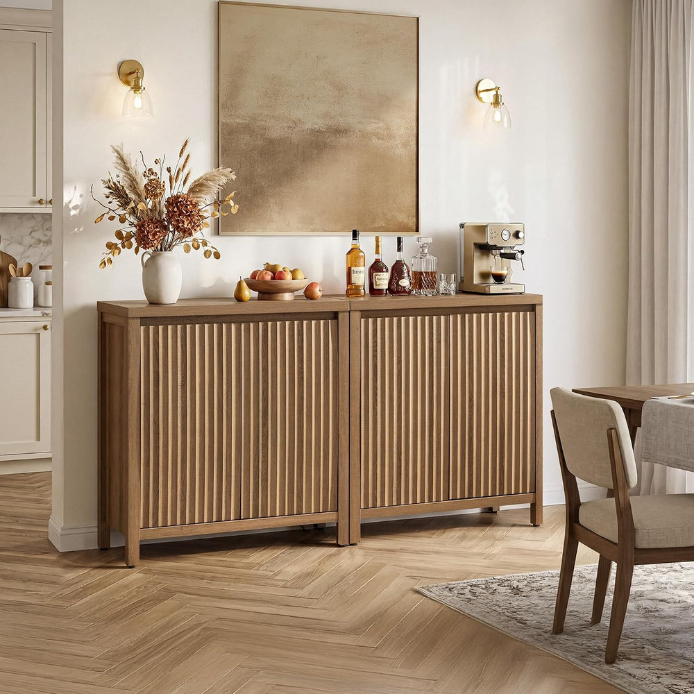 SICOTAS Sideboard Buffet Cabinet with Storage, Fluted Credenza Buffet Table