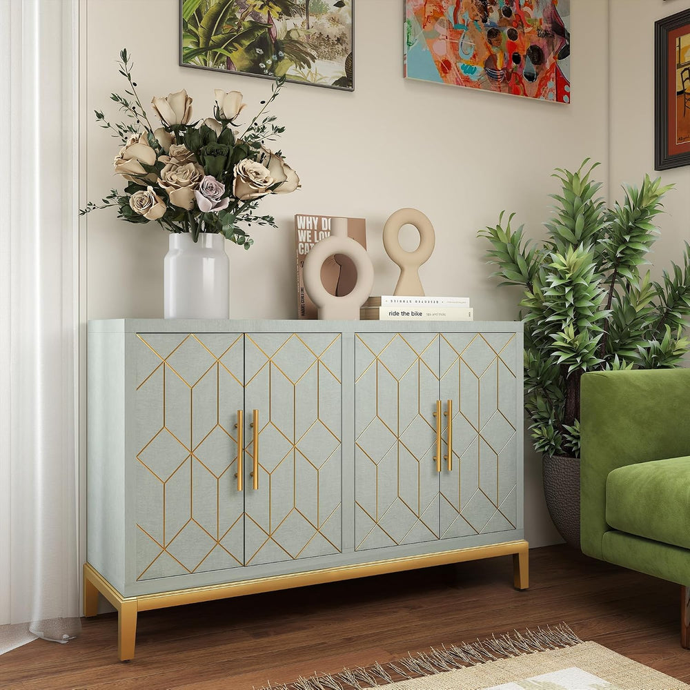 47.8" Accent Storage Cabinet with 4 Doors, Modern Sideboard Buffet Cabin...