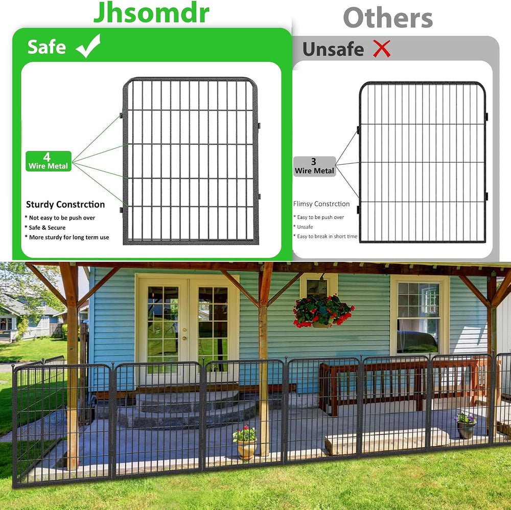 Garden Fence with Gate Metal Fencing Outdoor for Yard, 32in x60ft 26 Panels O...