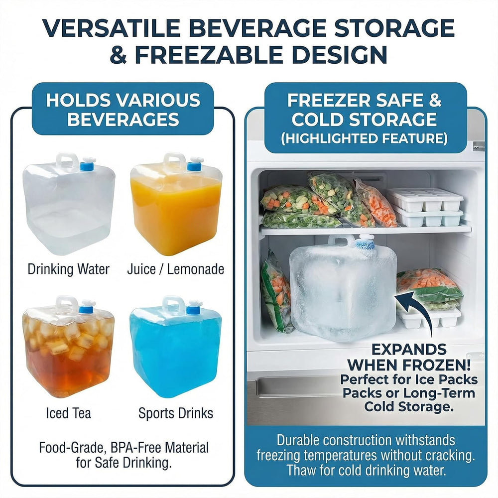 3 Pack 5.3 Gal Collapsible Water Storage Container Jug with Spigot