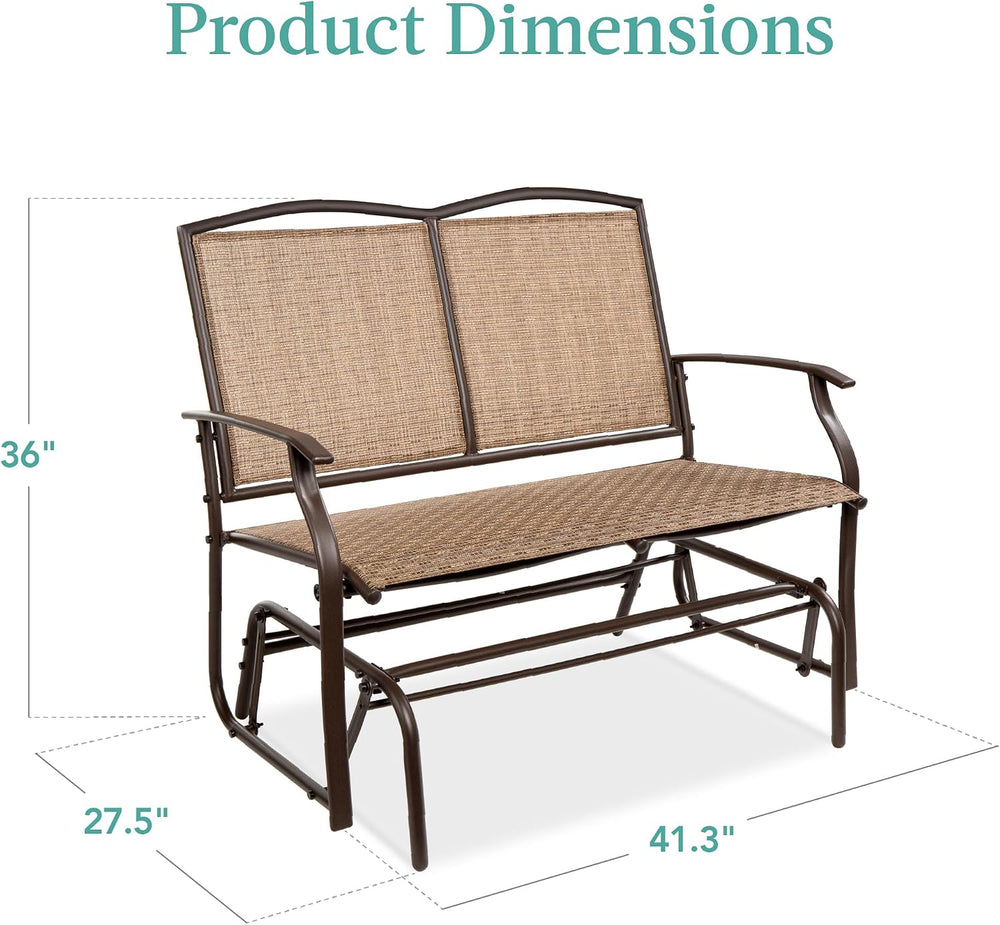 Best Choice Products 2-Person Outdoor Patio Swing Glider Steel Bench Loveseat...