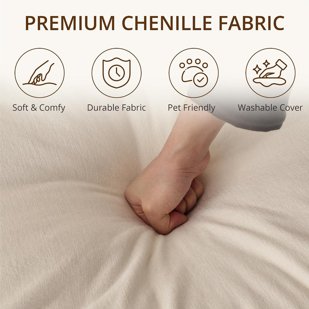 Single Armchair with Storage Ottoman, Modern Chenille Cloud