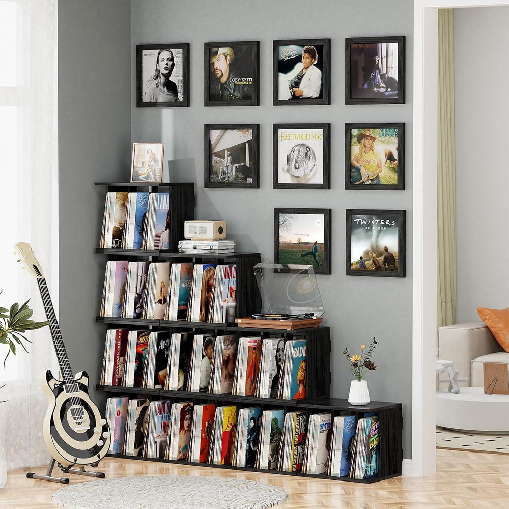 Emfogo Vinyl Record Storage, Record Player Stand Wall Mount Up to 80-100 Albu...
