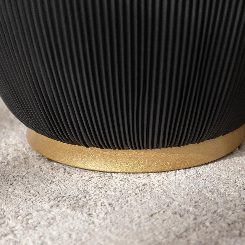Black Round Coffee Table with Sintered Stone Tabletop, 19.69 Drum Coffee Tabl...