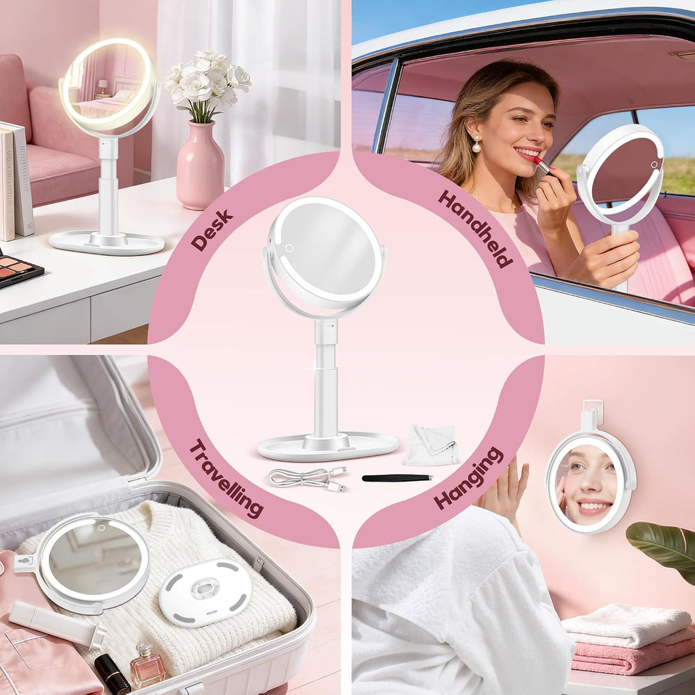 MOMOKUBA Makeup Mirror with Lights, 30X Magnifying & Height Adjustable, L...