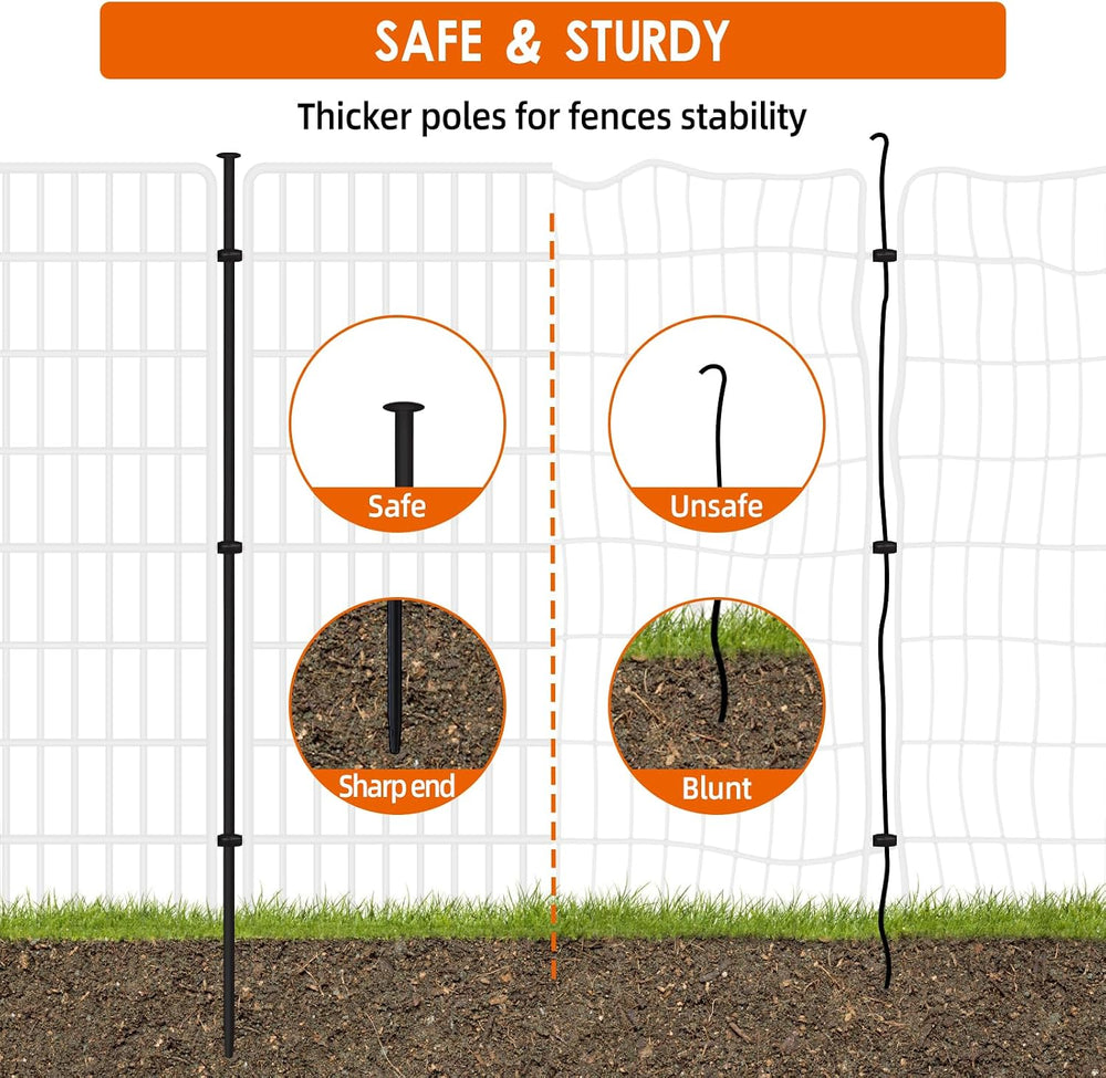 10 Panels No Dig Fence with Gate, 40 in(H) X 24 ft(L) Garden Decorative Fence...