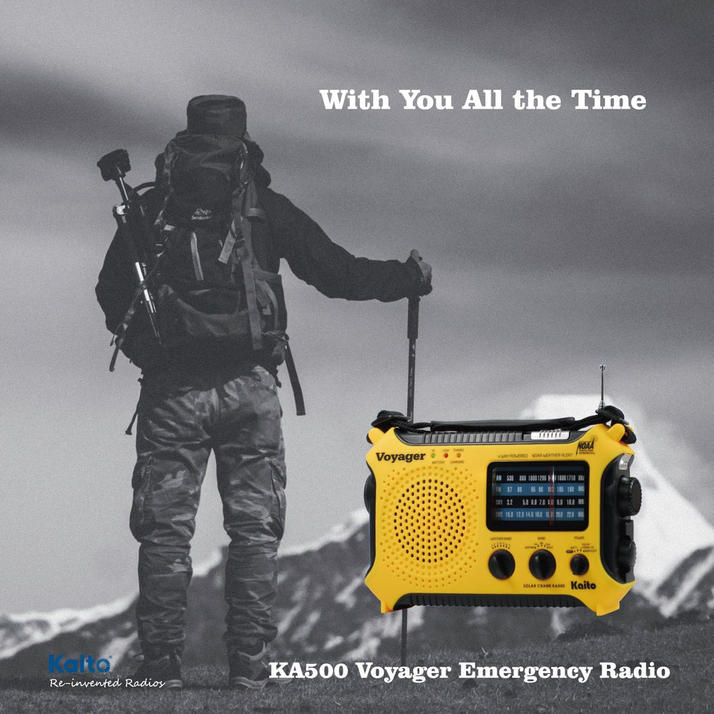 Kaito KA500 5-way Powered Solar Power,Dynamo Crank, Wind Up Emergency AM/FM/S...