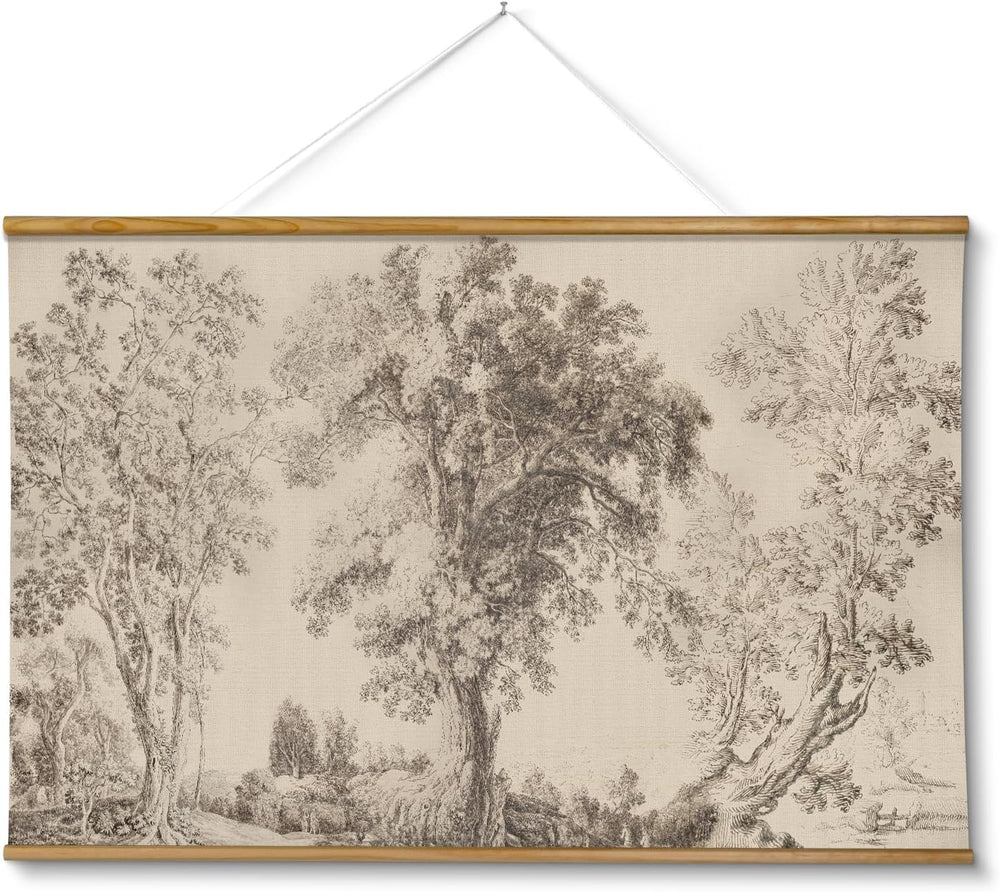 VIYYIEA Extra Large Canvas Wall Art - Vintage Tree Scroll, 36x54 Inch