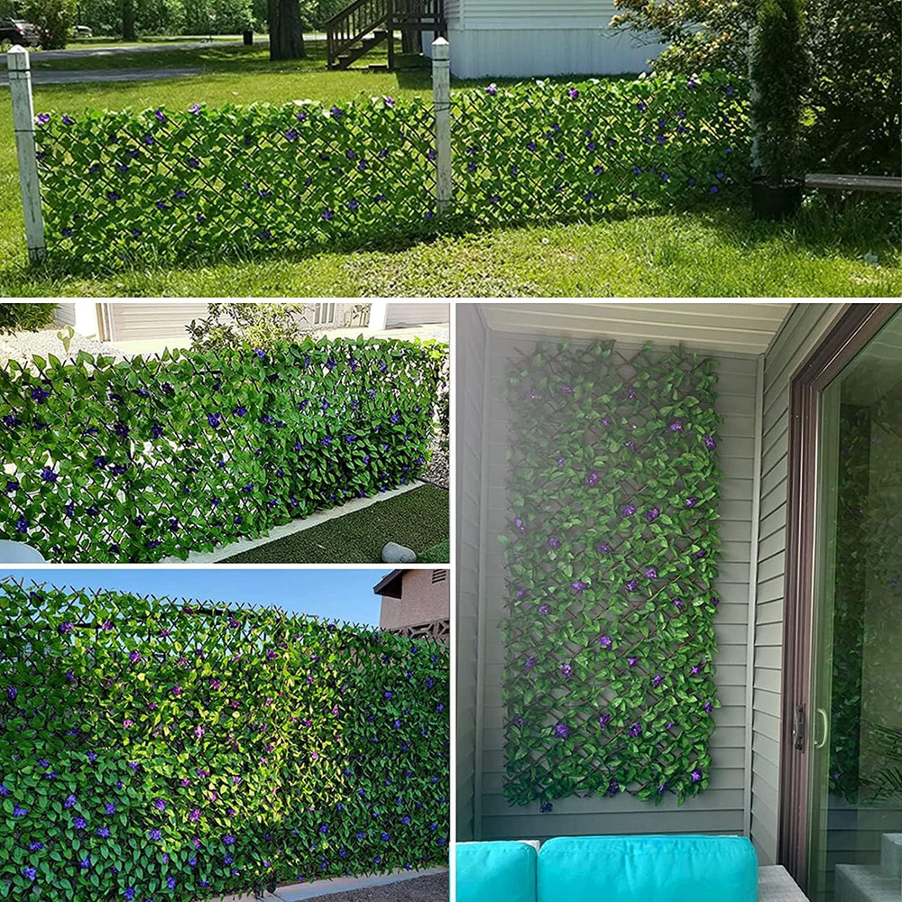 DOEWORKS Expandable Faux Ivy Trellis Fence, Patio Privacy Screen, 2 Pack