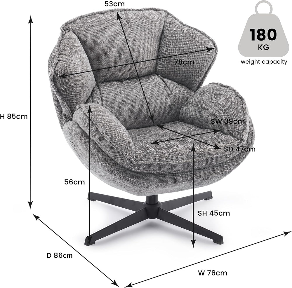IWMH Swivel Accent Chair for Living Room,Comfy Lounge Chair with Metal Legs