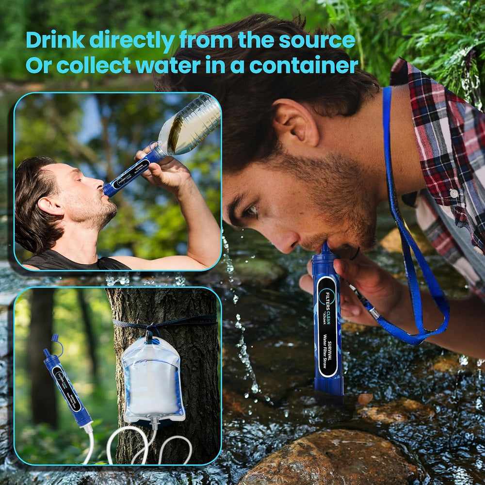 Filters-Clean Survival Water Filter Straw, 0.1 Micron Water Purifier 2 Pack
