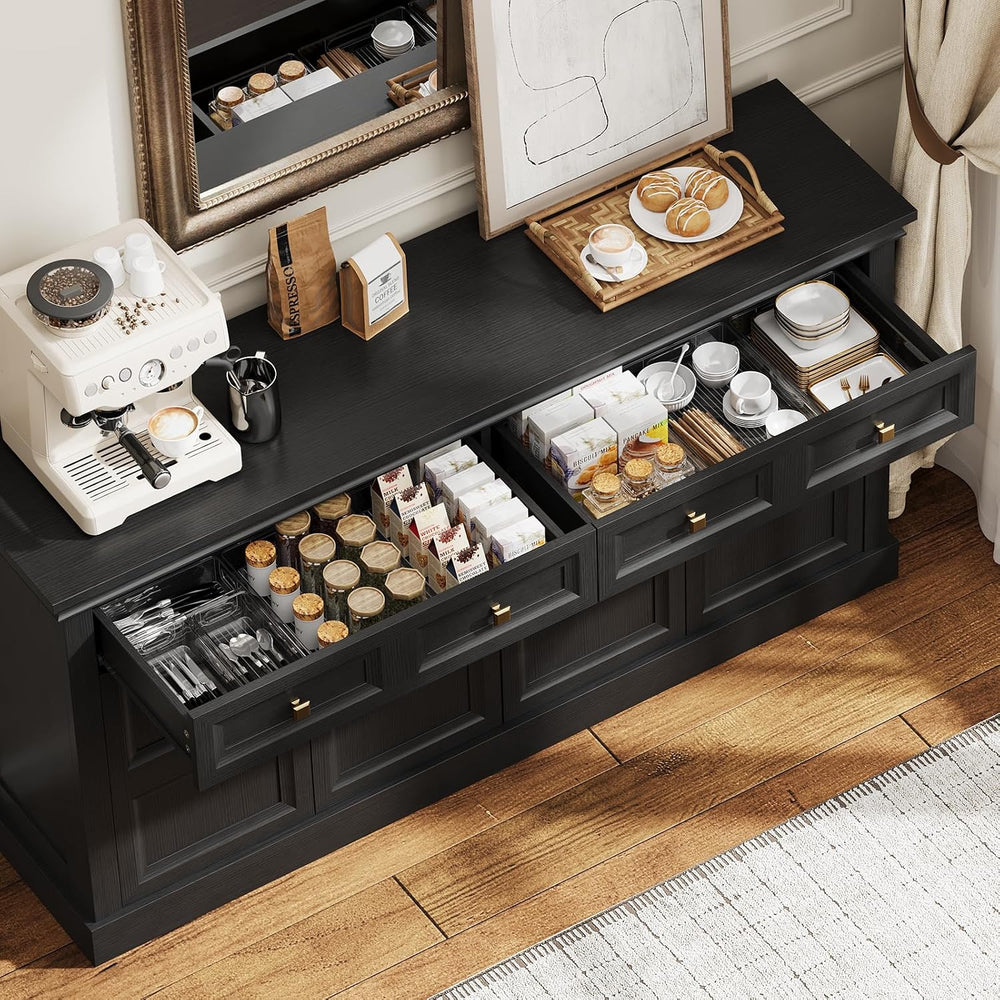 ONBRILL 63 Inch Buffet Cabinets with Storage, 4-Doors Sideboard Credenza