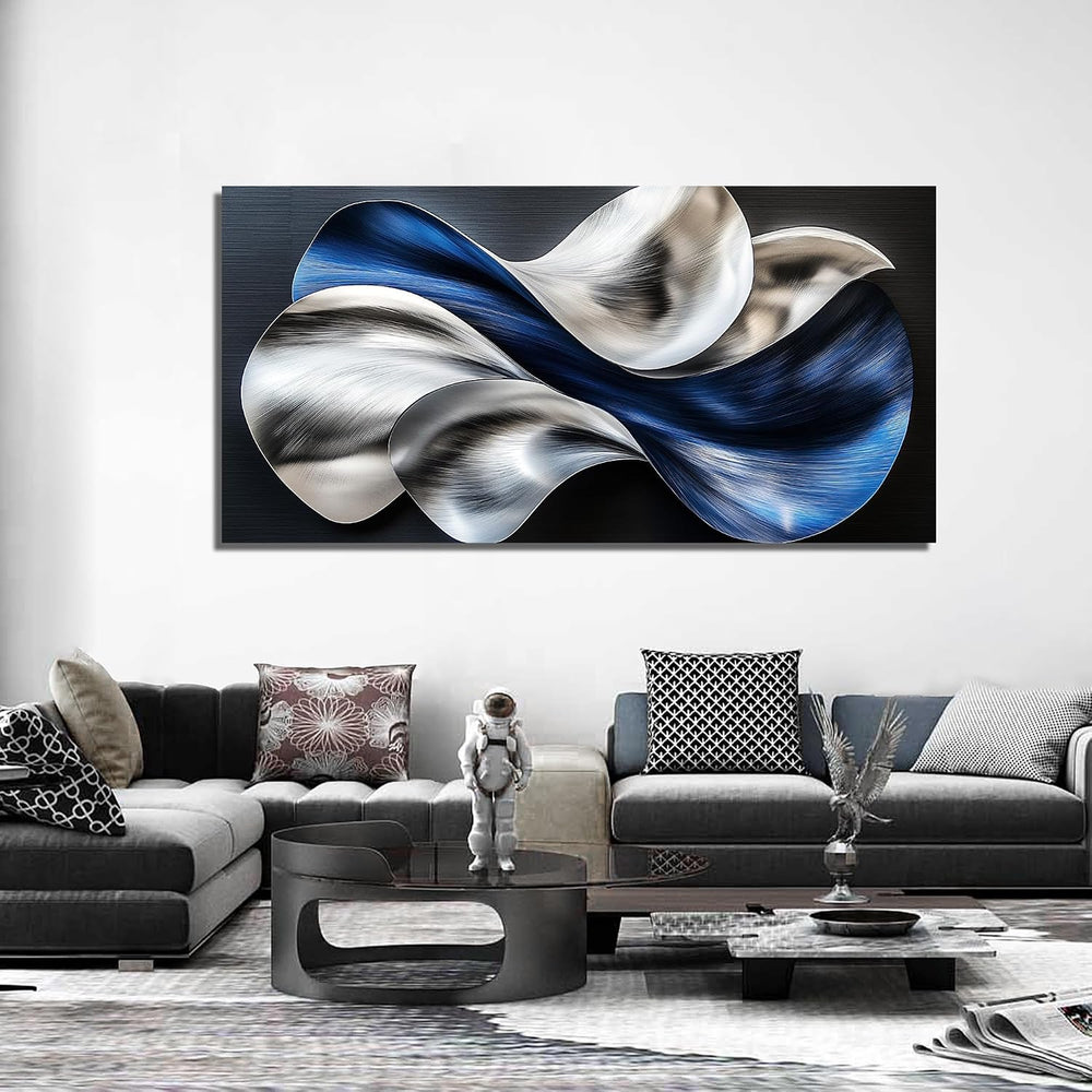 JuhaiArt Blue Wall Art Flow Painting Wall Decor for Office
