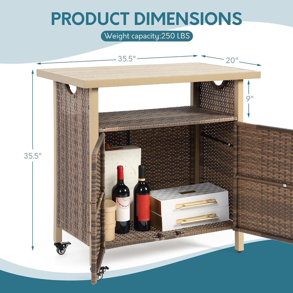 Outdoor Indoor Storage Cabinet with Rolling Wheels