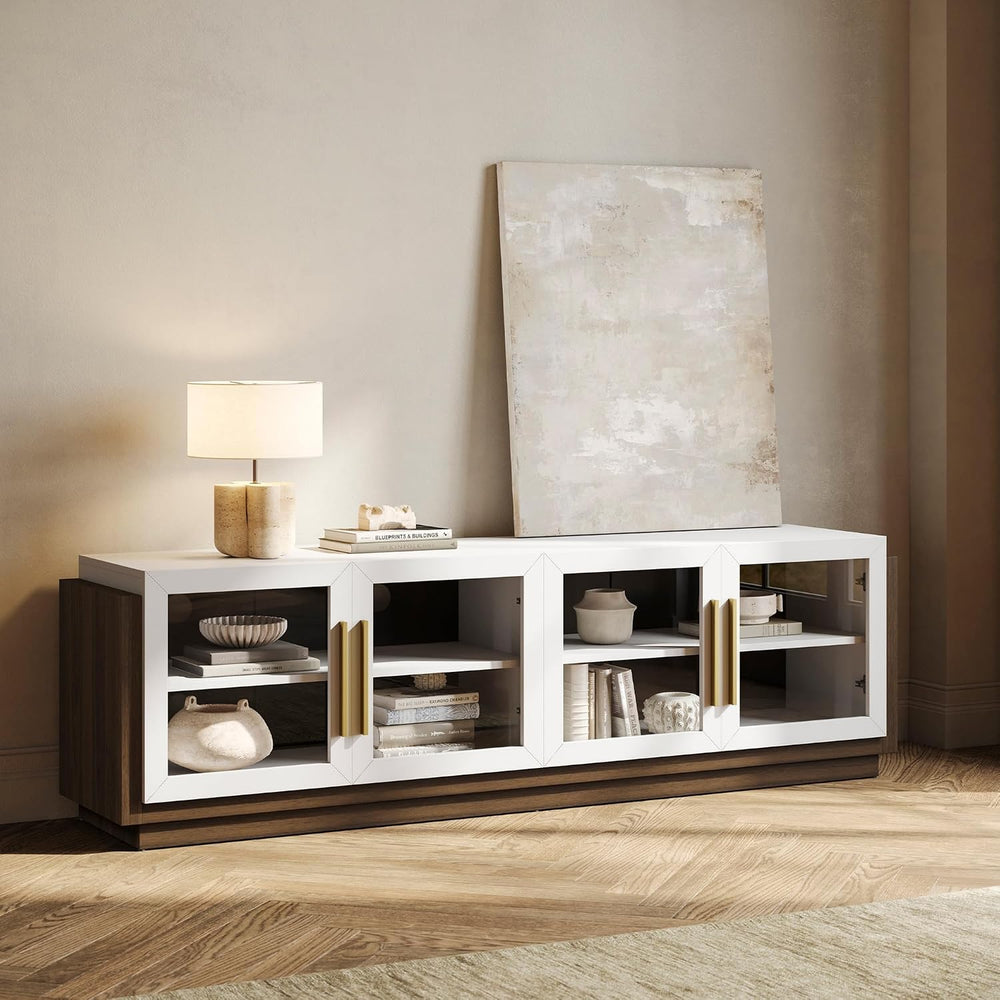 BELLEZE Brixston 70 In TV Stand & Entertainment Center-White
