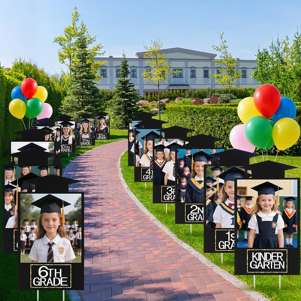 Briwooody 13 Pcs K-12 Graduation Yard Signs 2026 Photo Stakes,Black