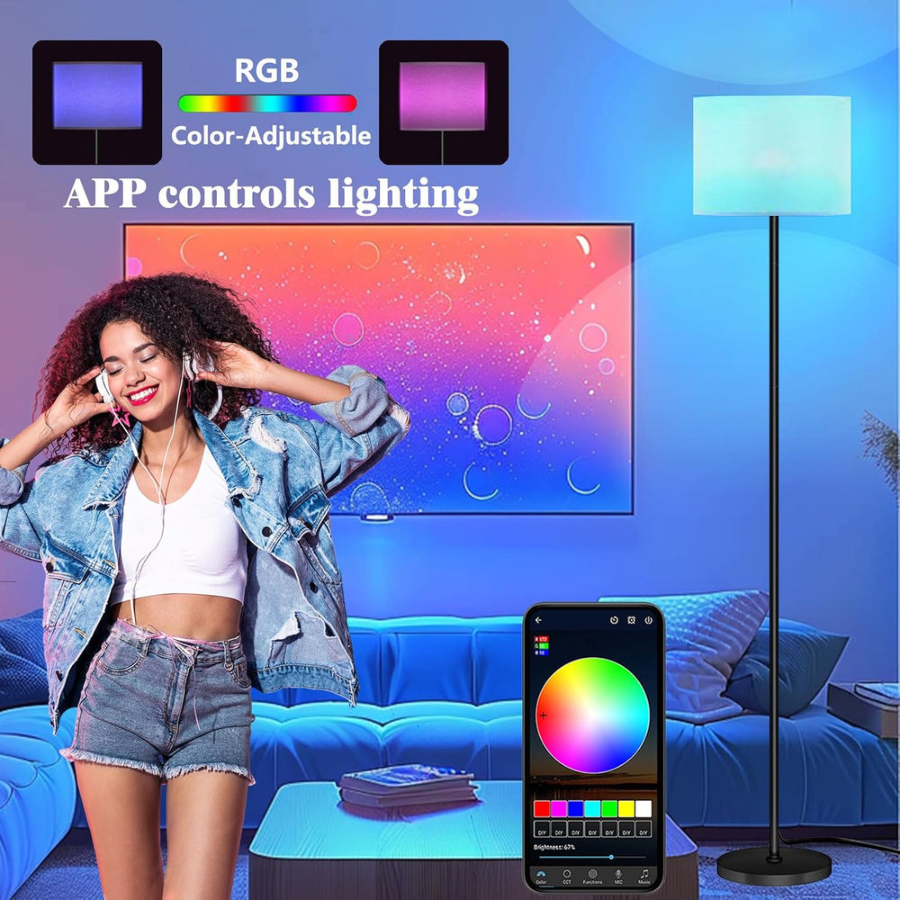 Qaubauyt Smart LED Floor Lamp with APP Control & RGB Colors - Dimmable St...