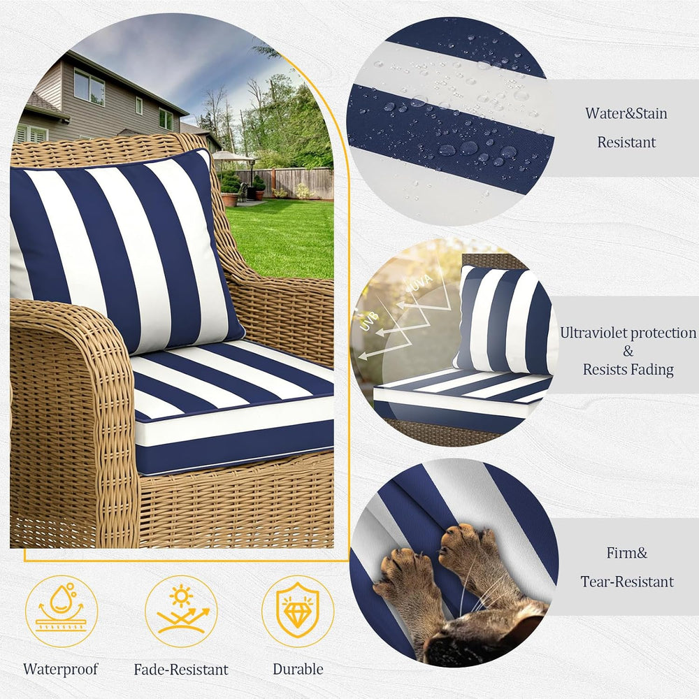 24x28“ Outdoor Deep Seat Cushions Set of 4, Patio Replacement Foam Cushions f...
