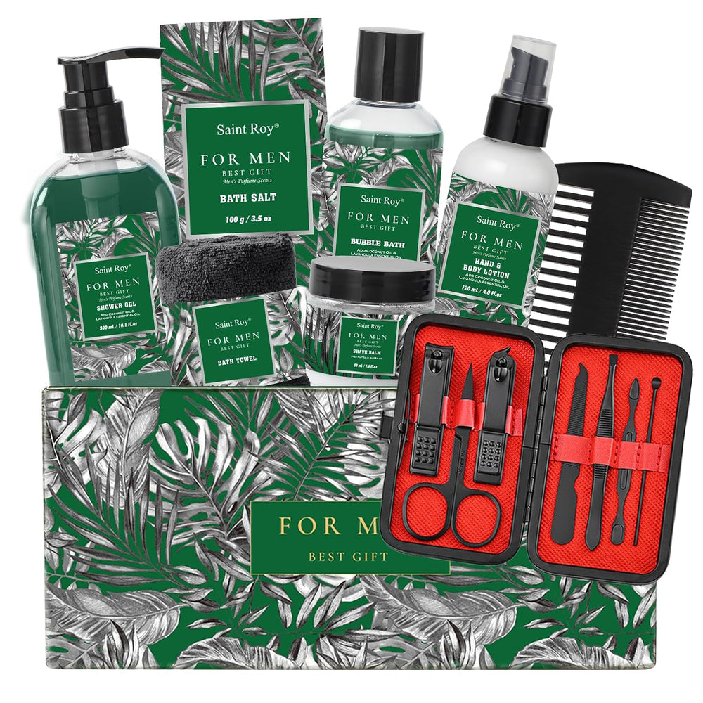 15Pc Man Perfume Beard Grooming Spa Set For Men, Facial Skin Care Set