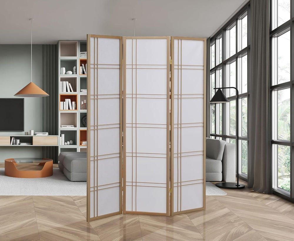 GTU Furniture Japanese Style 3 Panels Wood Shoji Room Divider Screen Oriental...