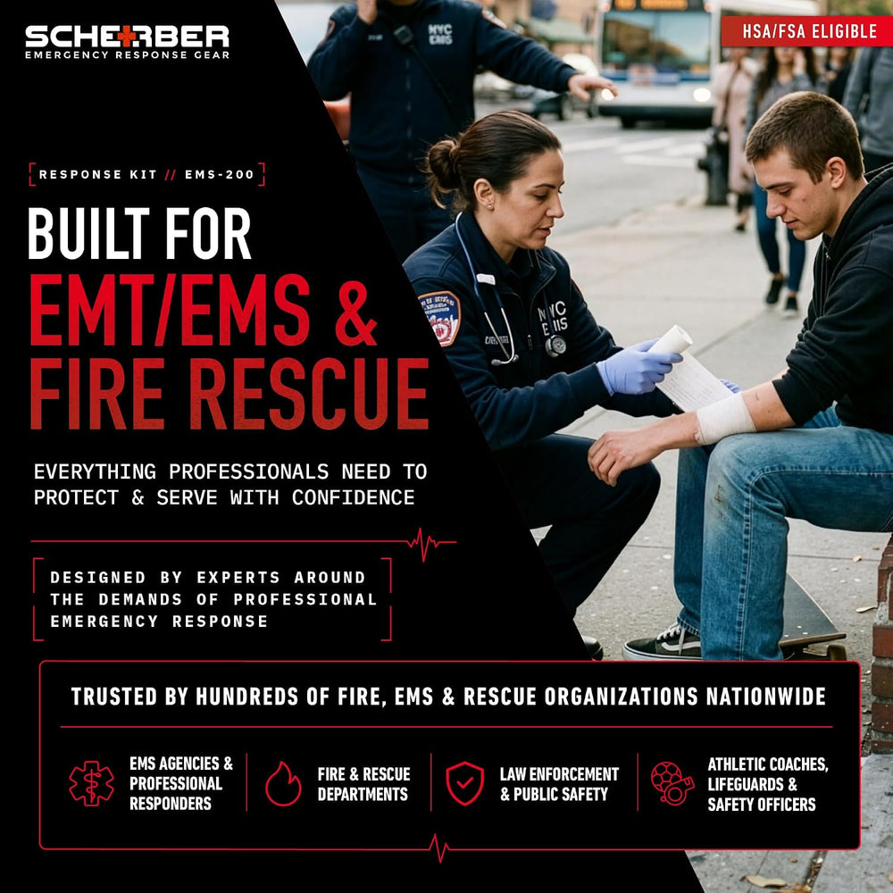 Scherber First Responder Fully-Stocked Professional Essentials EMT/EMS Trauma...
