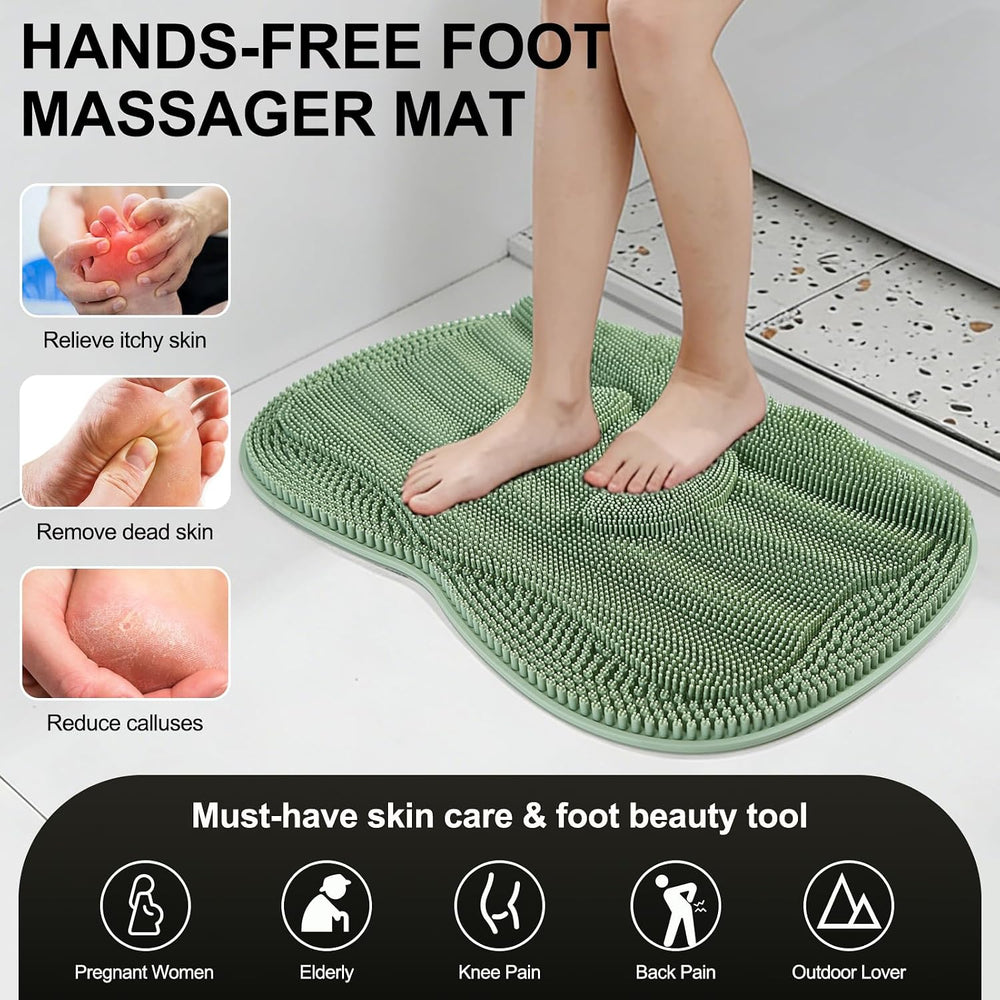 Bath Shower Foot Scrubber Mat - Silicone Shower Foot Scrubber Mat (XL) Cleane...