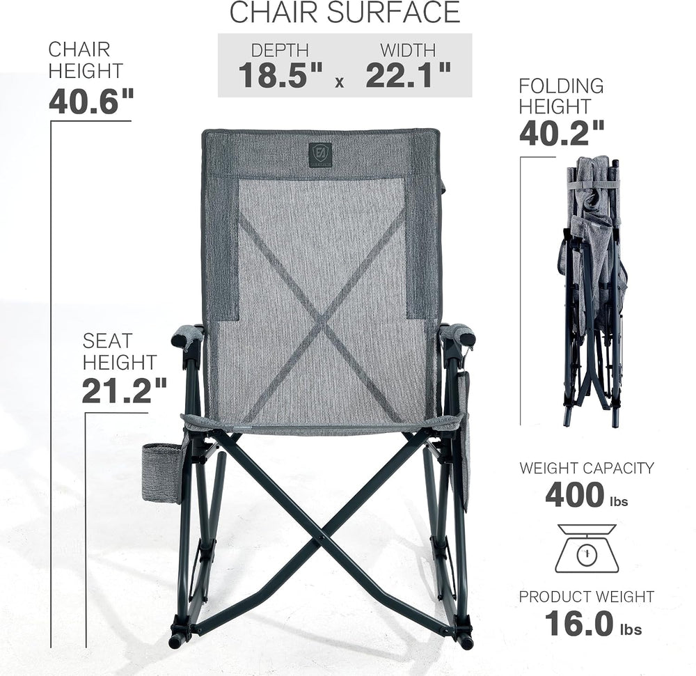 EVER ADVANCED Compact Folding Rocking Camping Chair
