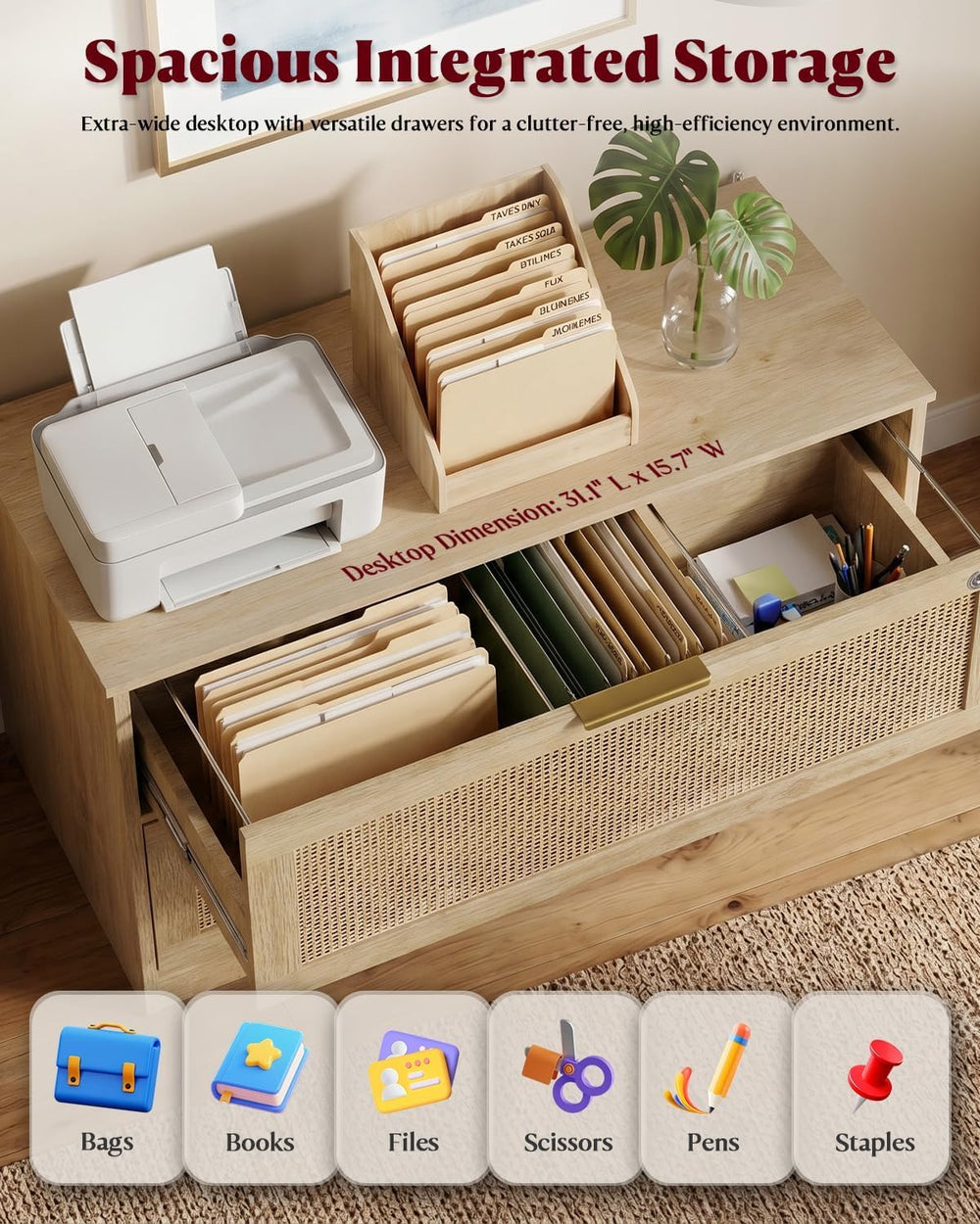 HOPUBUY 2 Drawer File Cabinet with Lock, Printer Stand Lateral