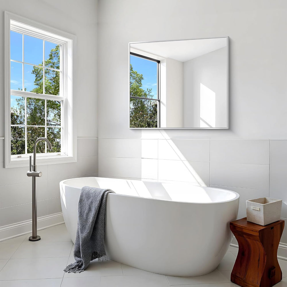 BONEWEI Silver Bathroom Mirror,30x36 inch Wall Mirror for Bathroom Wall Mount...