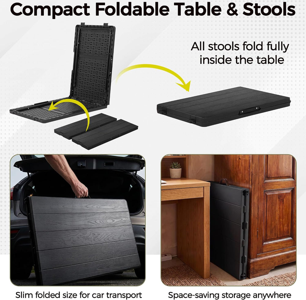 SUPER DEAL Folding Table Set with 2 Benches, 5.8 FT Camping Picnic Table Set,...