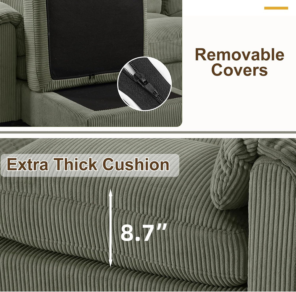 HAOMARKETS Corduroy Sofa Set, Upholstered Armchair, Loveseat, and 3-Seater Co...