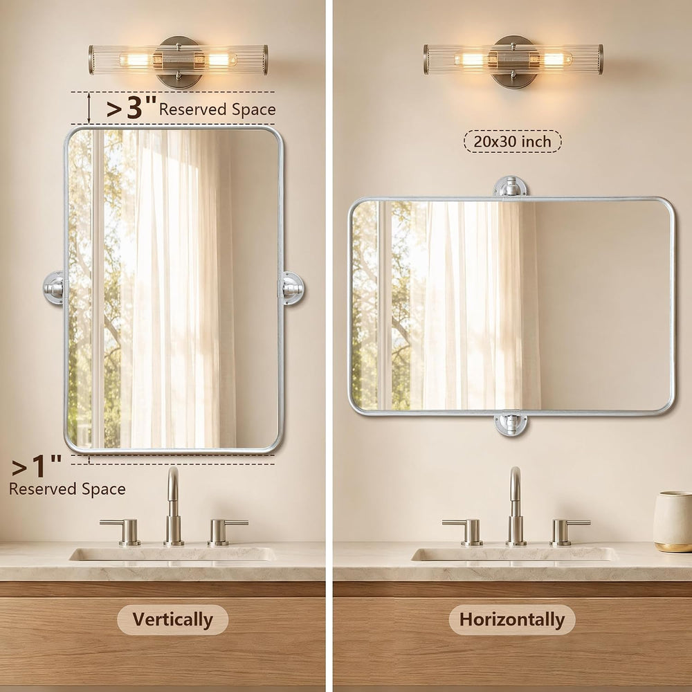 Besdomus Bathroom Pivot Wall Mirror: 20"x30" Silver Vanity Tempered...