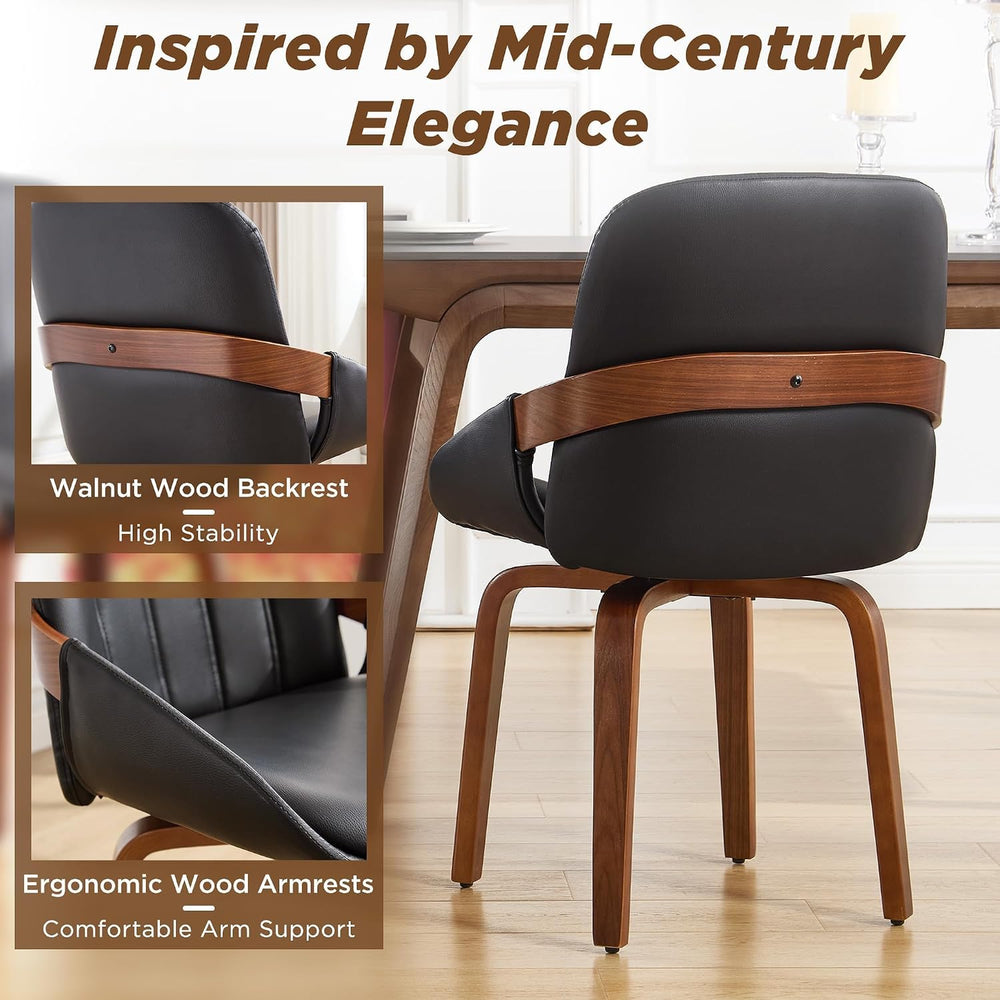 Swivel Dining Chairs Set of 6, Black Leather Dining Room Chairs