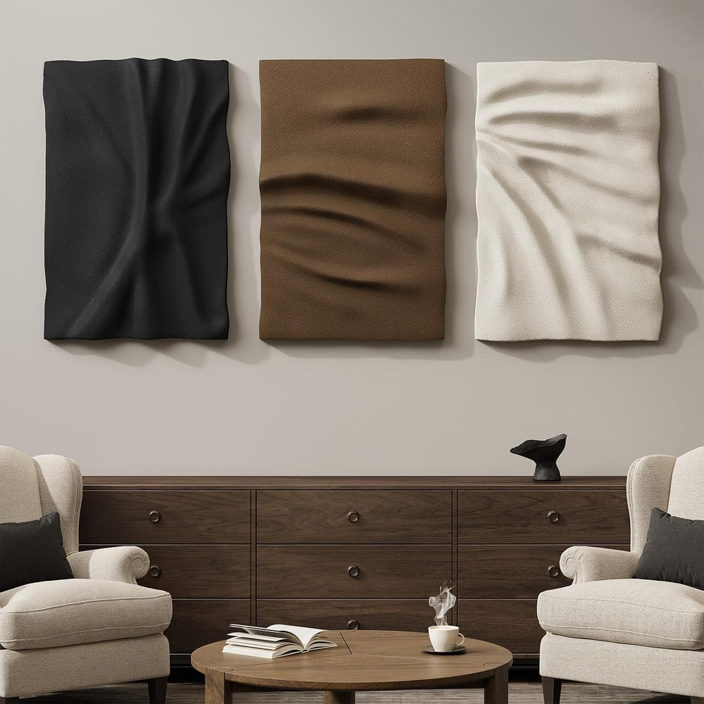 Large 3D Modern Abstract Textured Wall Art for Living Room, 3 Piece
