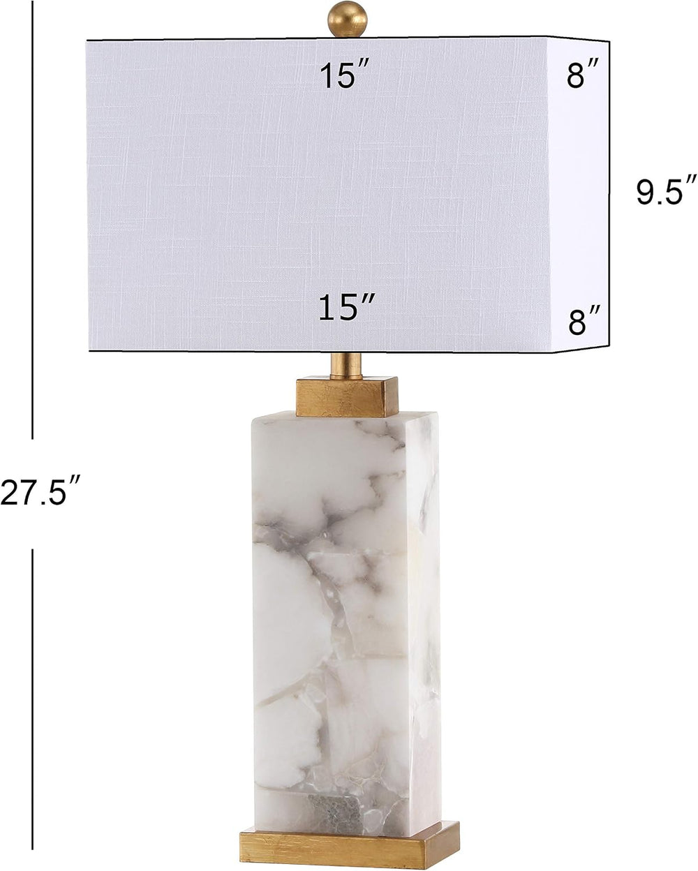 JONATHAN Y Elizabeth Alabaster Nightlight Lamp 27.5", White/Gold Painting