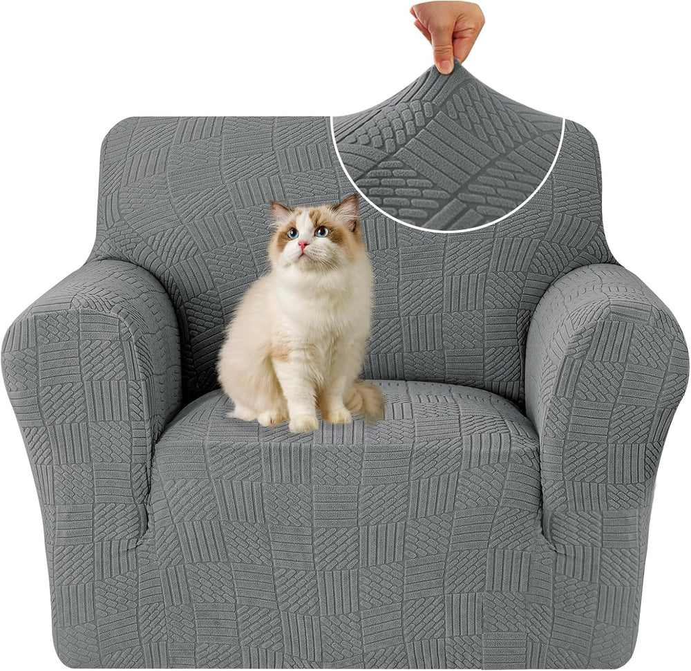 Stretch Armchair Covers for 1 Cushion, Chair 35"-45", Light Gray