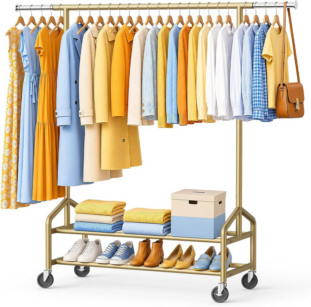 Heavy Duty Clothes Rack, Rolling Clothing Rack Load 650 LBS for Hanging Cloth...