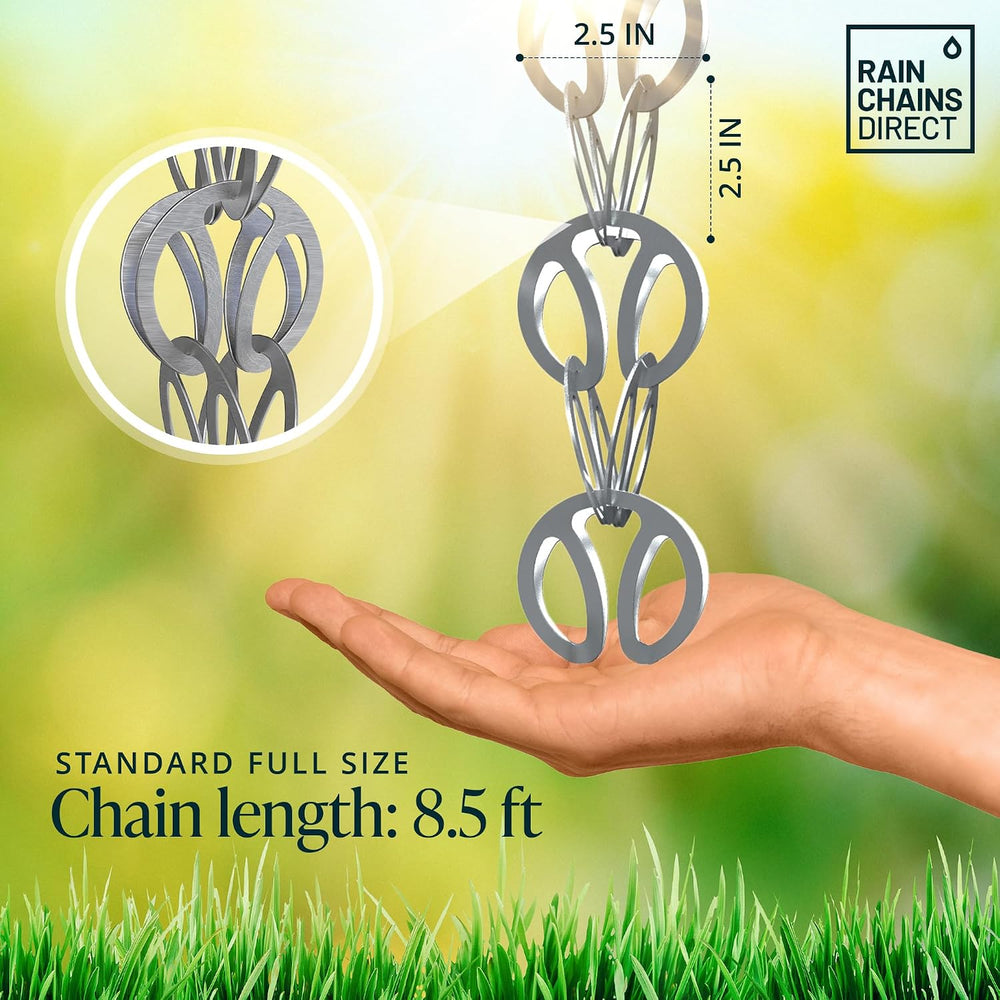 Rain Chains Direct - Modern Loop Rain Chain - 8.5 FT - Durable Milled Aluminu...