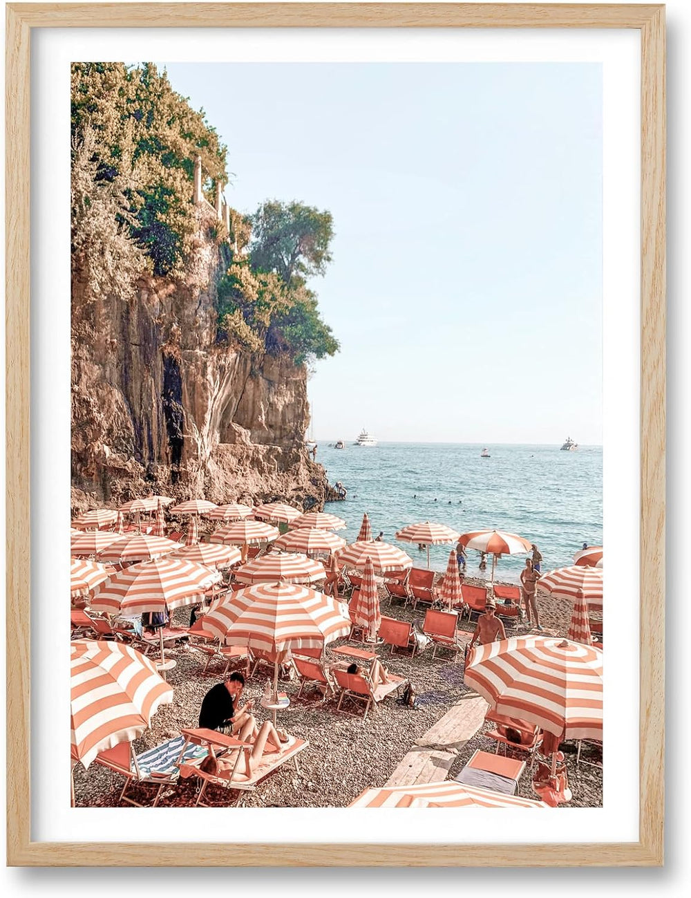 HesenDot 12x16IN Amalfi Coast Framed Wall Art Positano Canvas, 1Pack