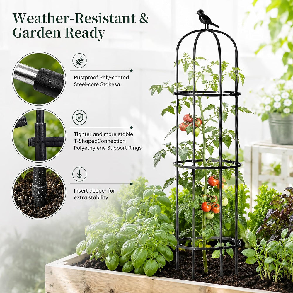 FOLLOOK Garden Obelisk Trellis for Climbing Plants Outdoor, 2 Pack
